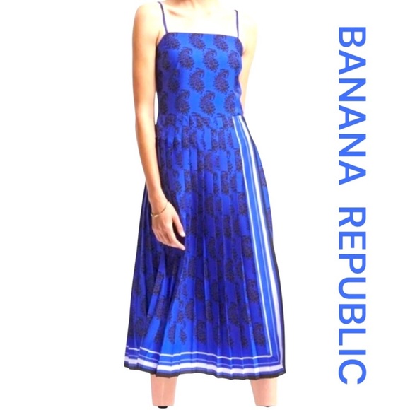 BANANA REPUBLIC Midi Dress Adjustable Spaghetti Straps Size 6.
